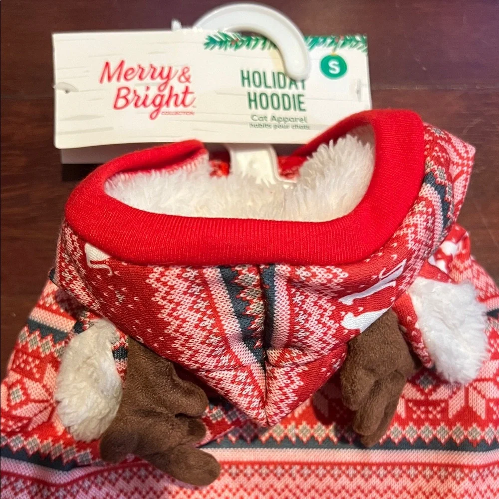 NWT Merry & Bright Collection Holiday Christmas Hoodie Reindeer Cat apperal Dog